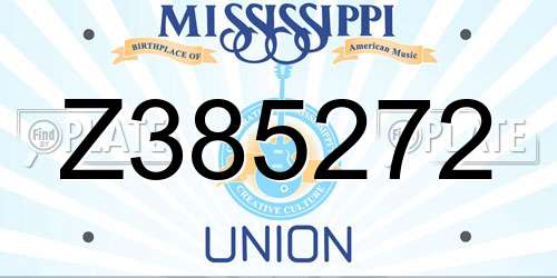 Z385272 Mississippi License Plate
