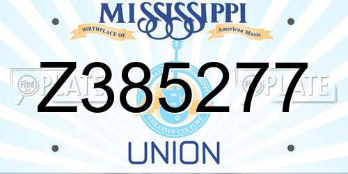 Z385277 Mississippi License Plate