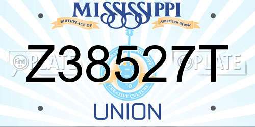Z38527T Mississippi License Plate