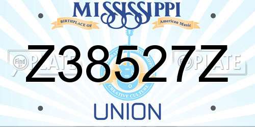 Z38527Z Mississippi License Plate