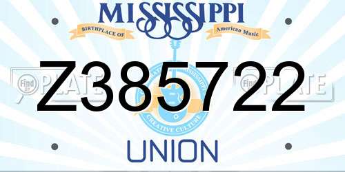 Z385722 Mississippi License Plate