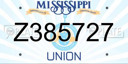 Z385727 Mississippi License Plate