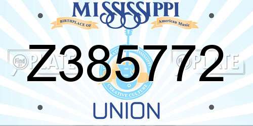 Z385772 Mississippi License Plate