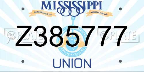 Z385777 Mississippi License Plate