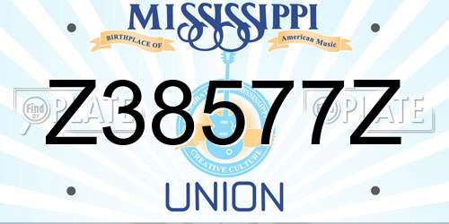 Z38577Z Mississippi License Plate