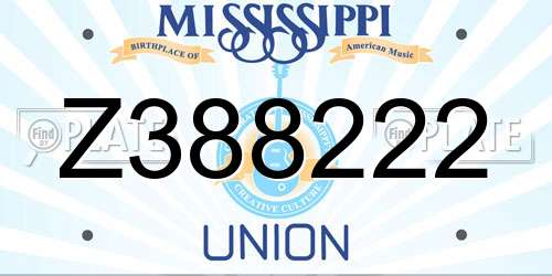 Z388222 Mississippi License Plate