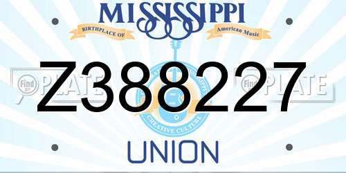 Z388227 Mississippi License Plate