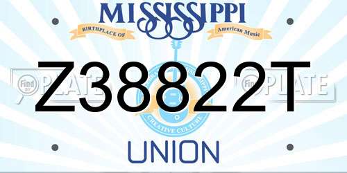 Z38822T Mississippi License Plate