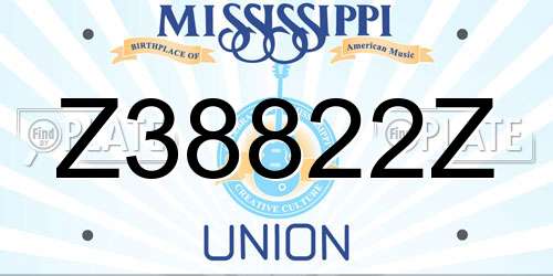 Z38822Z Mississippi License Plate