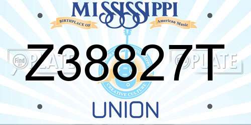 Z38827T Mississippi License Plate