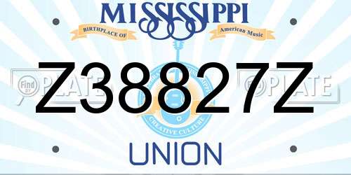 Z38827Z Mississippi License Plate