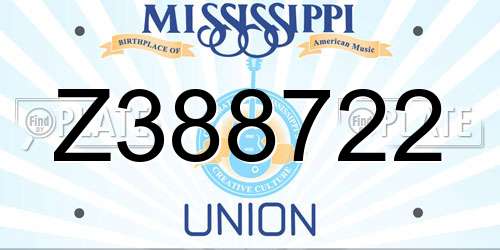 Z388722 Mississippi License Plate