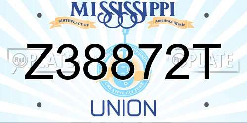 Z38872T Mississippi License Plate