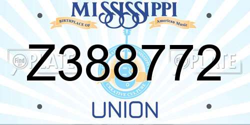 Z388772 Mississippi License Plate