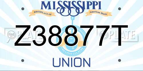 Z38877T Mississippi License Plate