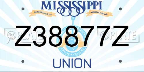 Z38877Z Mississippi License Plate