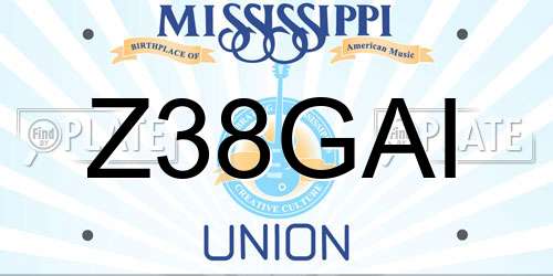 Z38GAI Mississippi License Plate