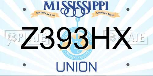 Z393HX Mississippi License Plate