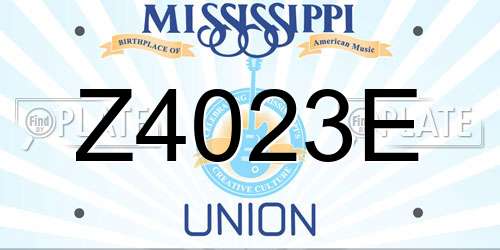 Z4023E Mississippi License Plate