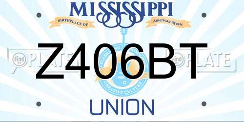 Z406BT Mississippi License Plate