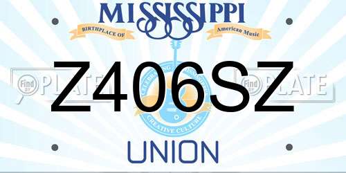 Z406SZ Mississippi License Plate