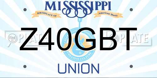 Z40GBT Mississippi License Plate