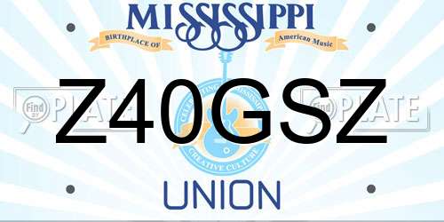 Z40GSZ Mississippi License Plate