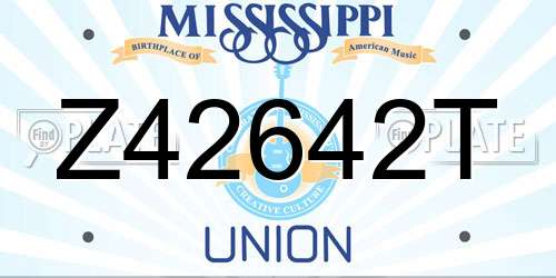 Z42642T Mississippi License Plate