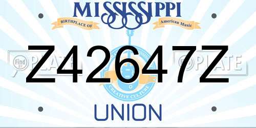 Z42647Z Mississippi License Plate