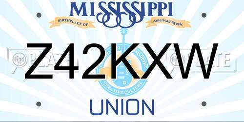 Z42KXW Mississippi License Plate