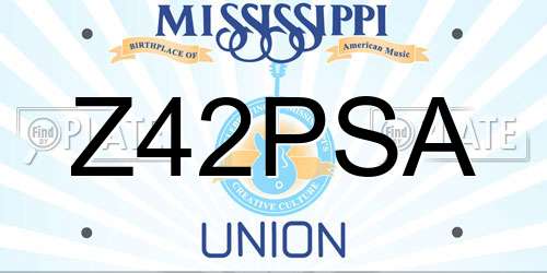 Z42PSA Mississippi License Plate