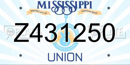 Z431250 Mississippi License Plate
