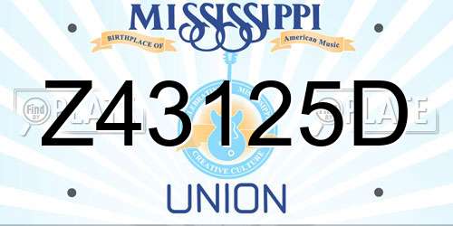 Z43125D Mississippi License Plate