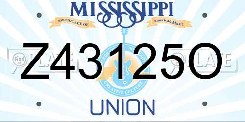 Z43125O Mississippi License Plate