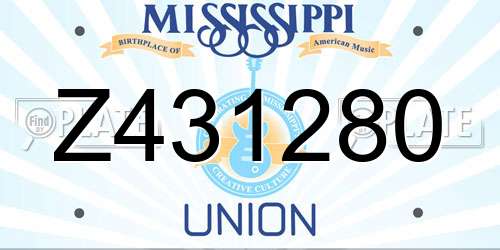 Z431280 Mississippi License Plate