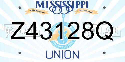 Z43128Q Mississippi License Plate