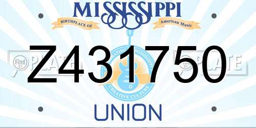 Z431750 Mississippi License Plate