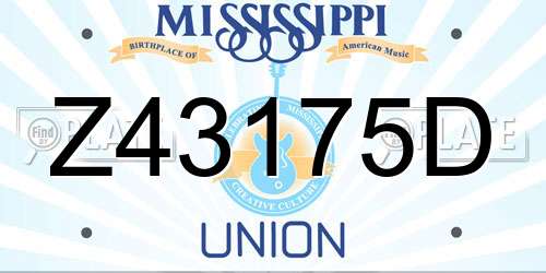 Z43175D Mississippi License Plate