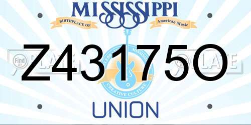 Z43175O Mississippi License Plate
