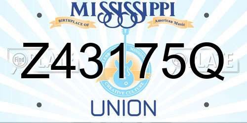 Z43175Q Mississippi License Plate