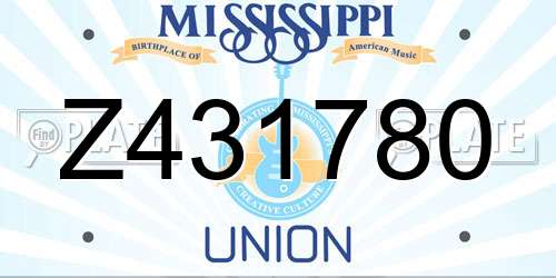 Z431780 Mississippi License Plate