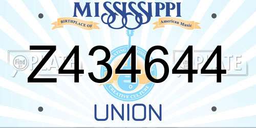 Z434644 Mississippi License Plate