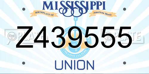 Z439555 Mississippi License Plate