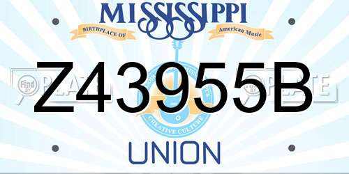 Z43955B Mississippi License Plate