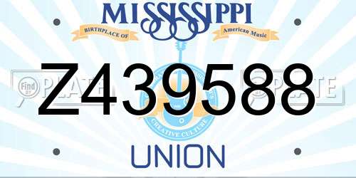 Z439588 Mississippi License Plate