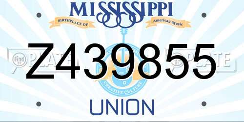 Z439855 Mississippi License Plate