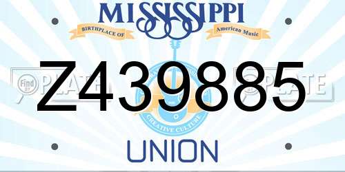Z439885 Mississippi License Plate