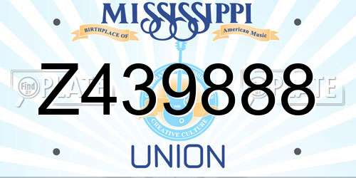 Z439888 Mississippi License Plate