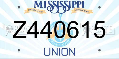 Z440615 Mississippi License Plate