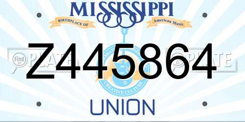 Z445864 Mississippi License Plate